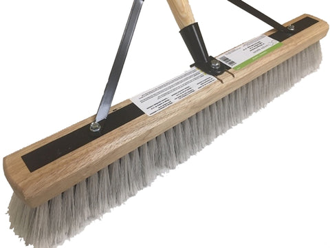 Simple Spaces 93140 Push Broom, 24 in Sweep Face, 3 in L Trim, Polypropylene Bristle, 60 in L, Bolt with Brace