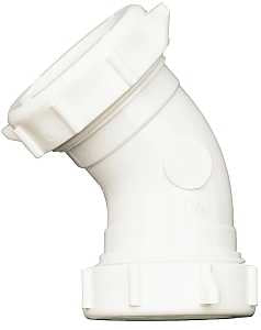 Plumb Pak PP20557 Drain Pipe Elbow, 1-1/2 in, 45 deg Angle, PVC, White