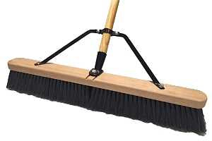 Simple Spaces 93110 Push Broom, 24 in Sweep Face, 3 in L Trim, Polypropylene Bristle, 60 in L, Bolt with Brace