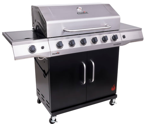 Char-Broil 463229021 Gas Grill, 60,000 Btu, Liquid Propane, 6-Burner, Chef's Tray, 10,000 BTU Side Burner, Cabinet Storage