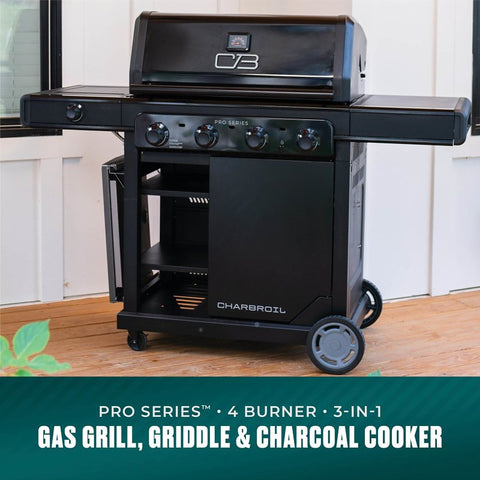 Char-Broil Pro Series 463281024 Gas Grill with Side Burner, 32,000 Btu , Liquid Propane, 4 -Burner, Steel Body, Black