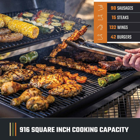 Oklahoma Joe's Laredo 900 Series 26302351 Charcoal Grill, 558 sq-in Primary Cooking Surface, Black, Rack Storage