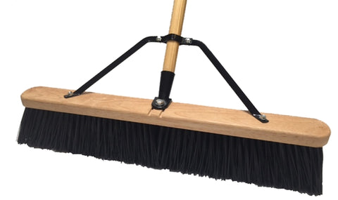 Simple Spaces 93135 Push Broom, 24 in Sweep Face, 4 in L Trim, Polypropylene Bristle, 60 in L, Bolt with Brace