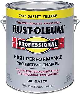 Rust-Oleum 7543402 Enamel Paint, Oil, Gloss, Safety Yellow, 1 gal, Can, 230 to 390 sq-ft/gal Coverage Area