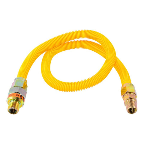 Eastman 30YE50V036B Gas Connector, 3/8 x 1/2 in, FIP x MIP, Stainless Steel, Epoxy-Coated, 36 in L, 5/8 in OD