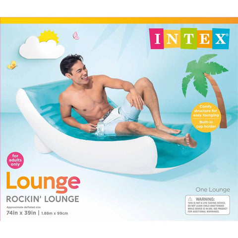 Intex Rockin Blue/White Vinyl Inflatable Lounge Pool Float