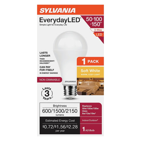Sylvania 42052 3-Way Light Bulb, Soft White