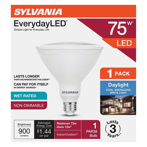 Sylvania 42036 LED Light Bulb, PAR38 Lamp, Daylight Light, 5000 K Color Temp