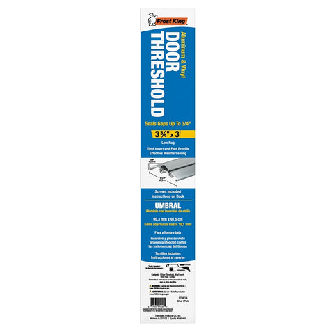Frost King DT36/36A Top Threshold, 36 in L, 3-3/4 in W, Aluminum/Vinyl, Silver