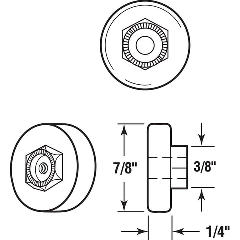 Prime-Line M 6003 Flat Edge Shower Door Roller, Plastic, White, For: 7/8 in Tall, J-Shaped Tracks