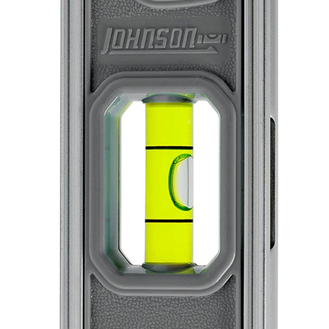 Johnson 1405-0900 Torpedo Level, 9 in L, 3-Vial, Magnetic, Aluminum/Rubber, Gray