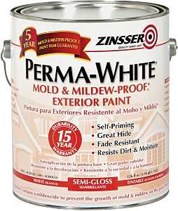 ZINSSER 03131 Exterior House Paint, Semi-Gloss, White, 1 gal Can