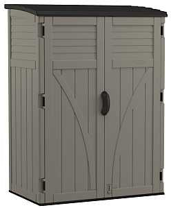 Suncast BMS5700SB Series Vertical Shed, 54 cu-ft Capacity, 4 ft 5 in W, 2 ft 8-1/2 in D, 5 ft 11-1/2 in H, Resin, Stoney