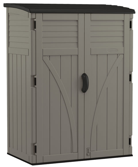 Suncast BMS5700SB Series Vertical Shed, 54 cu-ft Capacity, 4 ft 5 in W, 2 ft 8-1/2 in D, 5 ft 11-1/2 in H, Resin, Stoney