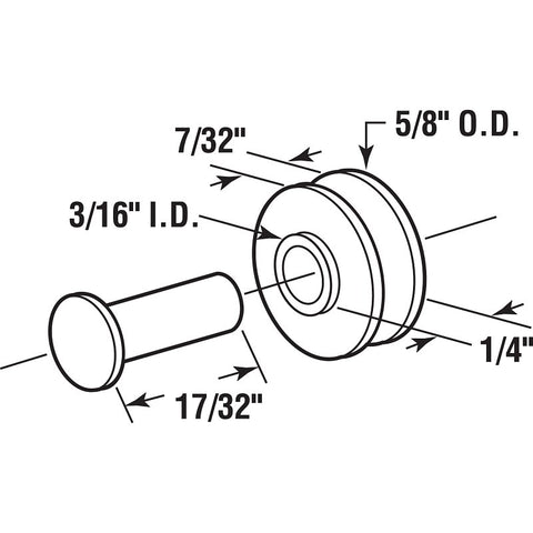 Prime-Line G 3018 Roller, Nylon, 4/PK