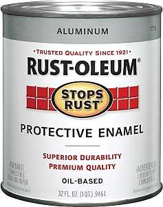 Rust-Oleum Stops Rust 7715502 Enamel Paint, Oil, Metallic, Aluminum, 1 qt, Can, 80 to 120 sq-ft/qt Coverage Area