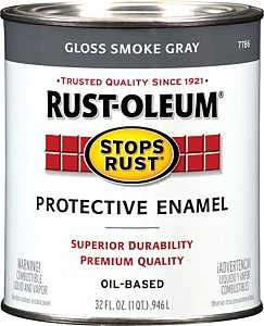 Rust-Oleum Stops Rust 7786502 Enamel Paint, Oil, Gloss, Smoke Gray, 1 qt, Can, 50 to 90 sq-ft/qt Coverage Area