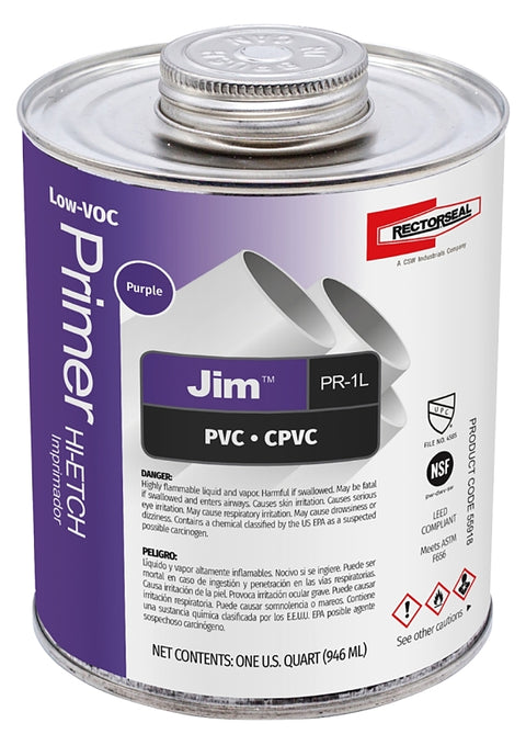 Rectorseal Jim PR-1L Series 55918 Primer, Liquid, Purple, 1 qt, Can, Pack of 12