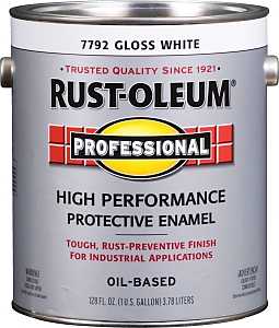 Rust-Oleum 7792402 Enamel Paint, Oil, Gloss, White, 1 gal, Can, 230 to 390 sq-ft/gal Coverage Area