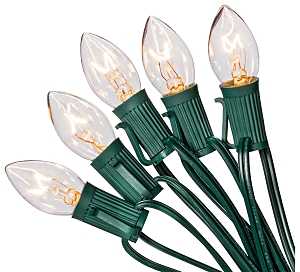 Santas Forest 03161/U00Z125A Light Set, Christmas, 120 V, 125 W, 25-Lamp, C7 Incandescent Lamp, Clear Lamp