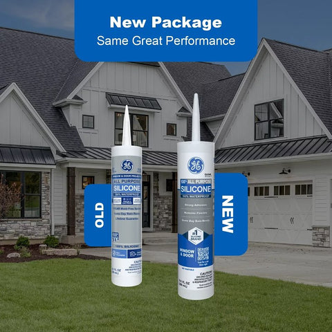 GE Silicone 1 2749483 All Purpose Sealant, White, 24 hr Curing, 10.1 fl-oz Cartridge, Pack of 12