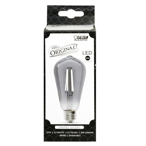 Feit Electric ST19/SMK/VG/LED LED Bulb, Decorative, ST19 Lamp, 25 W Equivalent, E26 Lamp Base, Dimmable, Clear, Pack of 4