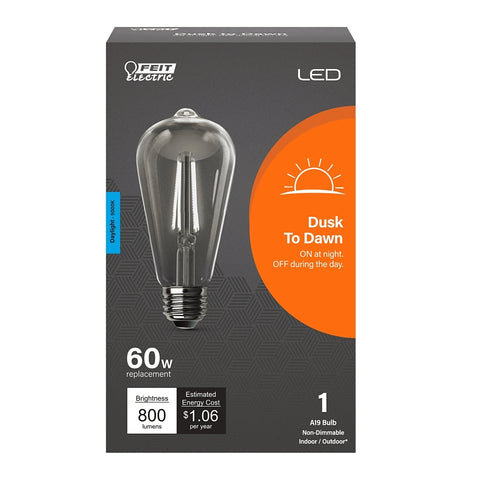 Feit Electric DUSK TO DAWN Series ST19CL950CA/DD/FILED LED Light Bulb, ST19 Lamp, 60 W Equivalent, E26 Medium Lamp Base
