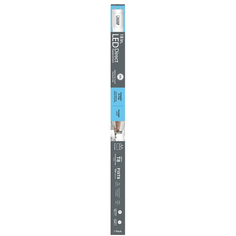 Feit Electric T818/850/LED Linear LED Tube, T8 Lamp, G13 Medium Lamp Base, Non-Dimmable, Daylight, 5000 K Color Temp