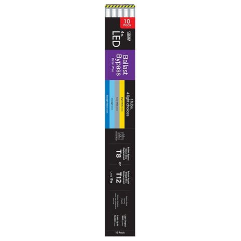 Feit Electric T4815/4CCT/B/LED/10 Linear LED Tube, Ballast Bypass Type B, 1800 Lumens, 18 W, T8 Tubular Lamp, White