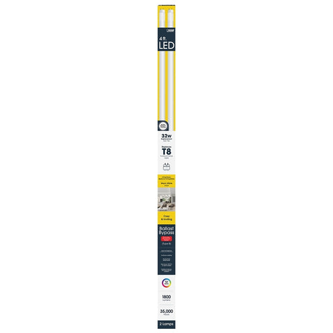 Feit Electric T848/830/B/LED/2 Linear LED Tube, 1800 Lumens, 18 W, T8 Tubular Lamp, Bi-Pin Lamp Base, Non-Dimmable, 2/PK
