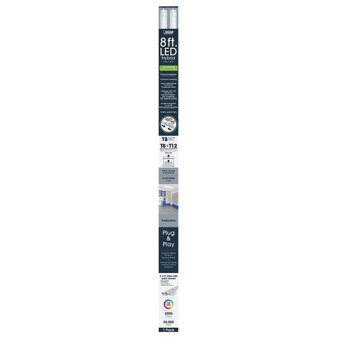 Feit Electric T96/840/AB/LED LED Lamp, Dual-Mode, Linear, 5200 Lumens, 43 W, T8/T12 Lamp, 75 W Equivalent, Daylight