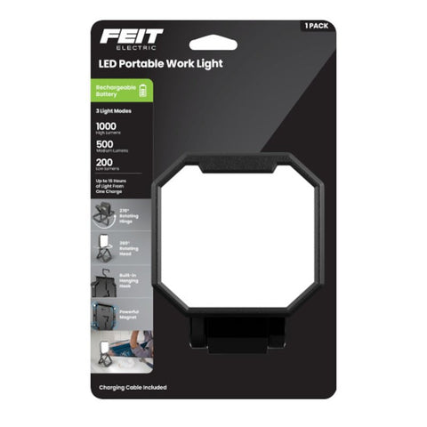 Feit Electric WORK1000/FOLD/BAT Rechargeable Portable Folding Work Light, 5 V, Lithium-Ion Battery, 1000 Lumens