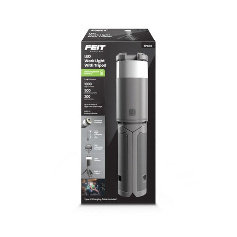 Feit Electric WORK1000/TRIPOD/B Rechargeable Mini Work Light with Tripod, 5 W, Rechargeable Battery, 1000 Lumens