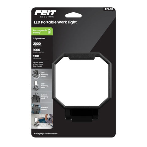 Feit Electric WORK2000/FOLD/BAT Rechargeable Portable Folding Work Light, Lithium-Ion Battery, 2000 Lumens