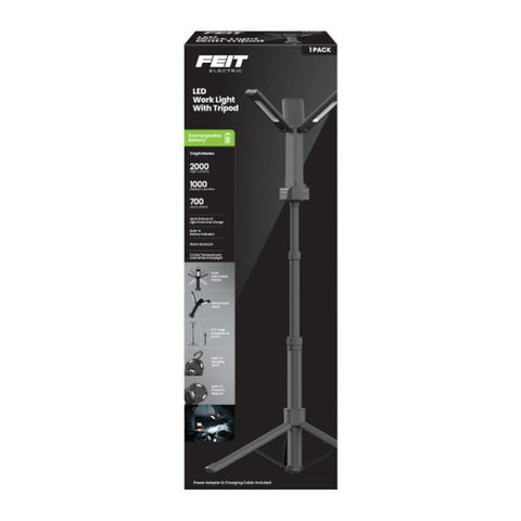 Feit Electric WORK2000/TRIPOD/B Rechargeable Mini Work Light with Tripod, 2 A, 5 V, 5 W, Lithium-Ion Battery