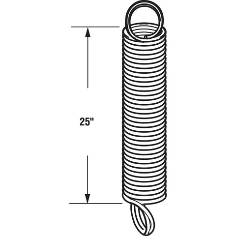 Prime-Line GD 12195 Extension Spring, 1-19/64 in OD, 25 in OAL, Carbon Steel, Galvanized, Loop End, 150 lb