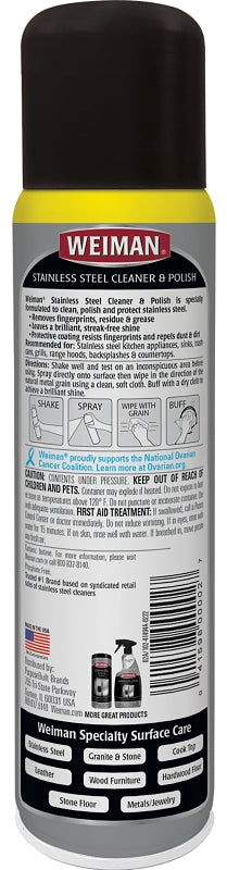 Weiman 2 Cleaner and Polish, 12 oz Aerosol Can, Emulsion, Floral, White