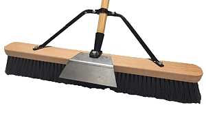 Simple Spaces 93130 Push Broom, 24 in Sweep Face, 3 in L Trim, Polypropylene Bristle, 60 in L, Bolt with Brace
