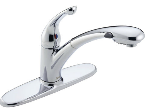 Delta Signature 470-PROMO-DST Kitchen Faucet, 1.8 gpm, 1-Faucet Handle, Ceramic, Chrome Plated, Deck, Lever Handle