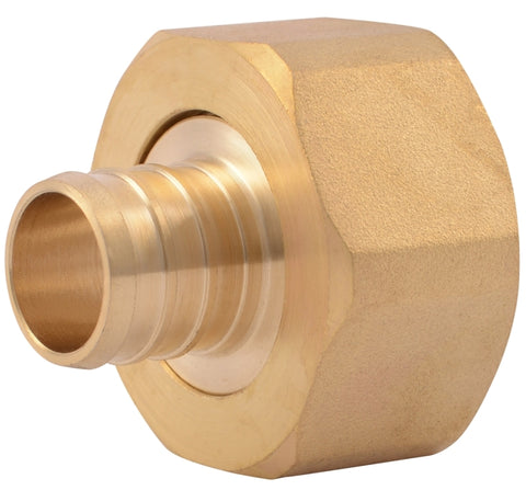 SharkBite UC529LF Swivel Pipe Adapter, 3/4 x 1 in, Barb x FNPT, PEX-B, Brass, 80 to 160 psi Pressure
