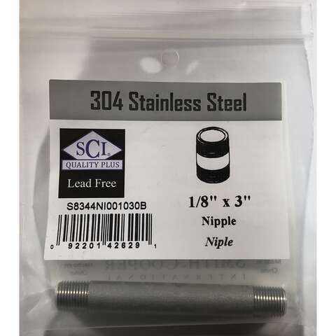 Smith-Cooper 1/8 in. MPT Stainless Steel 3 in. L Nipple