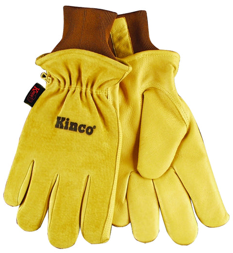 Heatkeep 94HK-XL Protective Gloves, Men's, XL, 13 in L, Keystone Thumb, Knit Wrist Cuff, Pigskin Leather, Gold