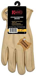 Kinco 98-L Driver Gloves, Men's, L, Keystone Thumb, Easy-On Cuff, Cowhide Leather, Tan