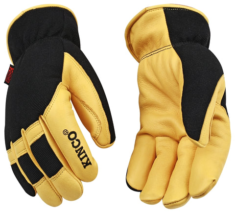 KincoPro 101HK-M Safety Gloves, Men's, M, Wing Thumb, Shirred Elastic Wrist Cuff, Polyester/Spandex Back, Gold