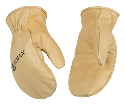 Heatkeep 1930-KM Mitt Shell Kid's Gloves, M, Angled Wing Thumb, Easy-On, Shirred Elastic Wrist Cuff, Tan