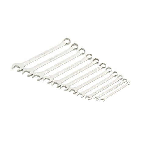 GearWrench 81938G Combination Wrench Set, 11-Piece, Steel, Chrome, Specifications: Long Pattern Length Format