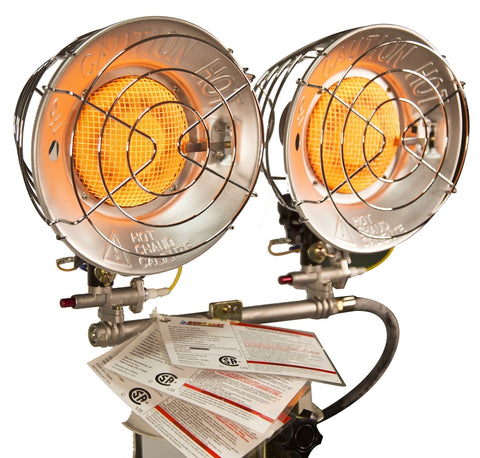 Reddy Heater TT-30CSA Double Tank Top Heater, Hooks to 20 lb Fuel Tank, Liquid Propane, 16000/26000/30000 Btu, Silver