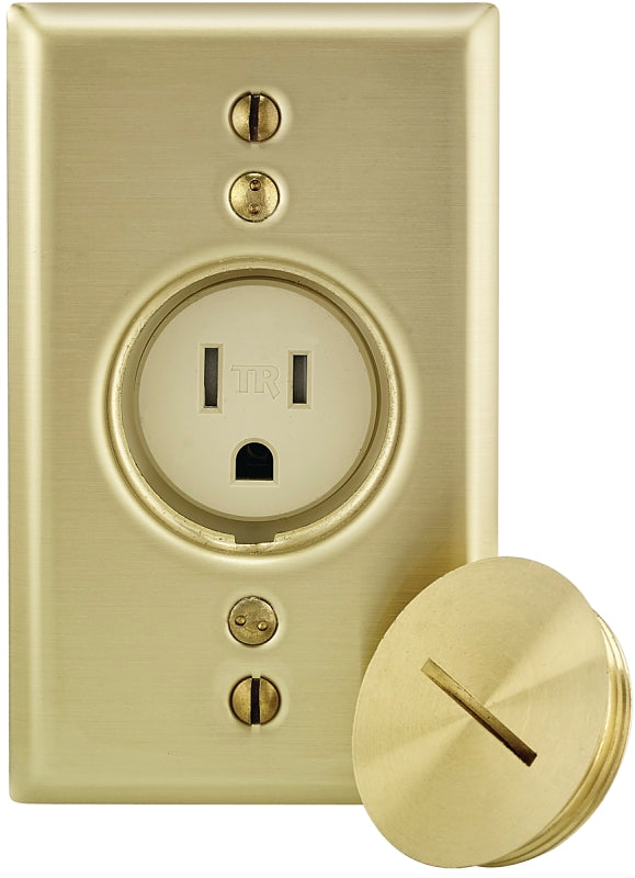 00b Shell Leviton 021-T5250-00B Single Floor Receptacle, 2 -Pole, 125 V, 15 A, B ...