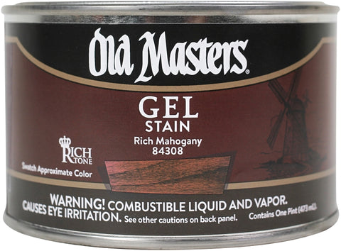 Old Masters 84308 Gel Stain, Rich Mahogany, Liquid, 1 pt Can