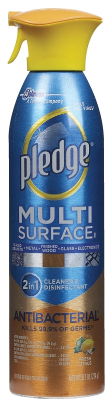 Pledge Hardware Pledge 72354 Multi-Surface Cleaner, 9.7 oz Can, Citrus, Clear – Shell ...